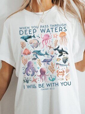 Animal Shirt Sea Life Shirt Trendy Beachy Oversized Jesus Bible Verse Shirt